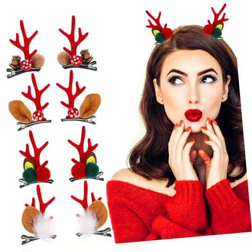 DOITOOL 12 Paare süße Haarspangen Weihnachtshaarschmuck Weihnachten Hirschgeweih Kopfschmuck Kleider Haarnadel Weihnachtshaarspange Mädchen Kopfbedeckung Beere Geschenk Kleinkind Bommel von DOITOOL