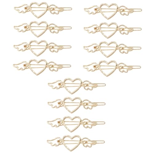 DOITOOL 12 Stk haarschmuck Haarspangen Haarnadeln aus Metall goldene Haaraccessoires Herzclips Haarklammer Legierung Bobby Pin Herzflügel Haarnadel aushöhlen Knopf Braut von DOITOOL