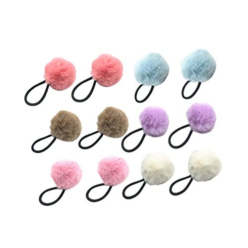 DOITOOL 12 Stk kawaii Haarschmuck Haarbommeln für Mädchen Haarband Seil Fell Schleife Haarbänder Stretch-Elastikband-Armband Pferdeschwanzhalter elastisch Haarring Ball Stirnband Fräulein von DOITOOL