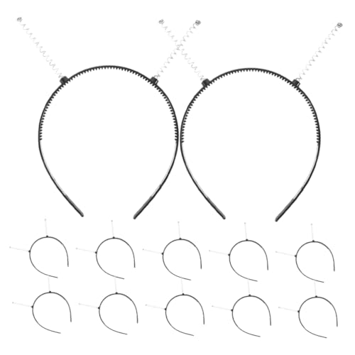 DOITOOL 12 Stück Federstirnband DIY Frühlingsstirnband Haarhalter für Frauen Stirnband machen Halloween-Antennen-Stirnband Kit zur Herstellung von Haarbändern Plastik Schwarz von DOITOOL