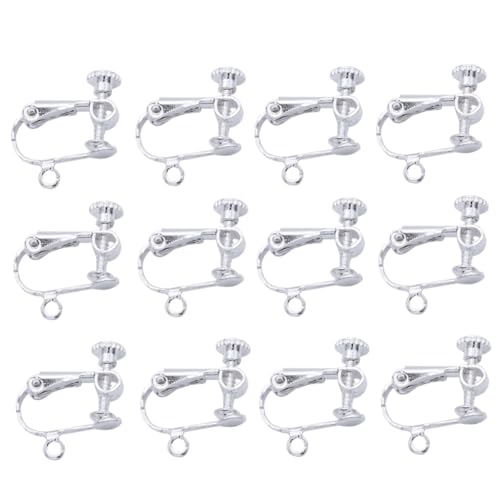DOITOOL 12 Stück Teiliges Clip Ohrring Silber mit Loch Ohrclip Schmuck für Mädchen Ohrloch Leichte Langlebige und Ohrclips für Alltag und Party von DOITOOL