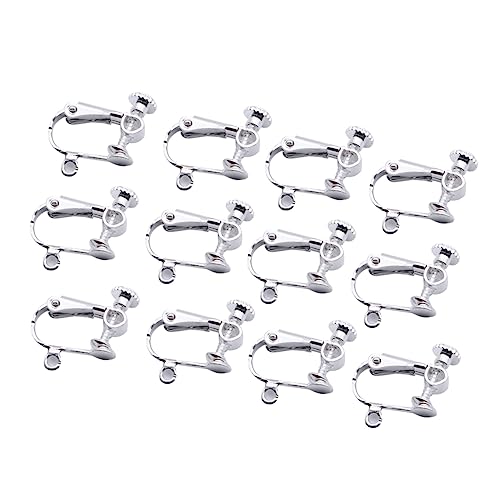 DOITOOL 12 Stück Teiliges Clip Ohrringe Silber mit Öffnung Flache Ohrstecker Piercing Leicht und Langlebig Schmuckkomponenten für Damen Alltag Party Schule Reise von DOITOOL