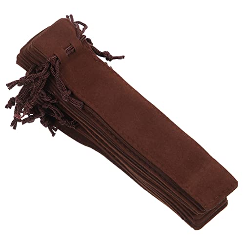 DOITOOL 15 Stück Fleece -Stiftbeutel Dicke Stifttaschen praktische Stifthüllen federmäppchen Stift aufbewahrung geschenktüten Geschenktasche Kordelstiftbeutel Bleistifthalter Flanell Brown von DOITOOL