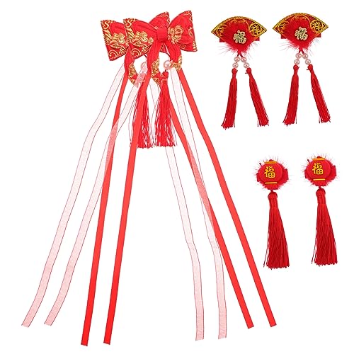 DOITOOL 18 Stk Haarschmuck Für Das Neue Jahr Der Kinder Japanische Haaraccessoires Frühlingsfest Kopfbedeckung Chinesischer Haarschmuck Tiara Baby Jährlicher Dienst Rot Quasten Festlich von DOITOOL