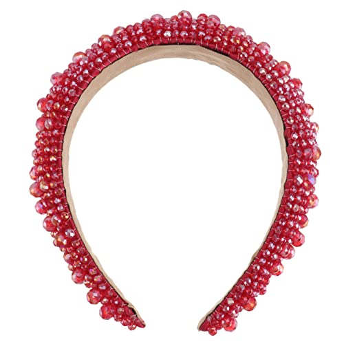 DOITOOL 1Stk Handgefertigtes Perlen-Stirnband haarschmuck Mädchen Kopfbedeckung Schal Braut Kristall rot von DOITOOL