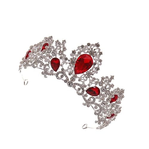 DOITOOL 1Stk Krone Prinzessin Königin Tiara Haarschmuck Brautkopfbedeckung Barock königin tiara hochzeitsdeko elegante Kopfbedeckung braut kopfschmuck Kleid schmücken Requisiten Metall rot von DOITOOL