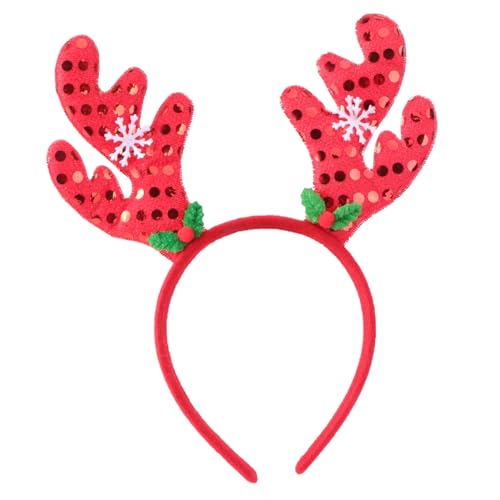 DOITOOL 1Stk Rentiergeweih Stirnband weihnachtsmütze Rentier-Kopfschmuck Haargummi Tiara Geweih Haarreifen ausgefallenes Haarband Mädchen Kopfbedeckung Horn Fräulein rot von DOITOOL