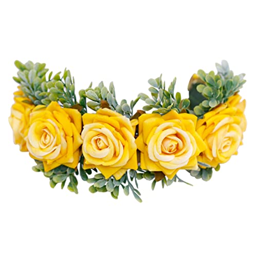 DOITOOL 1Stk Blumenkranz Krone Haarband Blumenkopfschmuck Hochzeit Haargirlande türschienen haarschmuck Handbuch Kopfbedeckung Rose Umstandsmode Braut Stirnband von DOITOOL