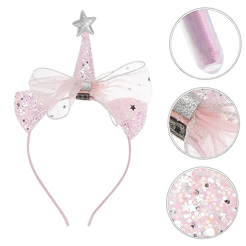 DOITOOL Kinderanzug 1stk Stirnband Haargummis Für Kinder Party-haarreifen Blitzanzug Strass-kopfschmuck Weihnachtshaarband Haarschmuck Ausgabekarte Rosa Mädchen Gittergewebe Krone von DOITOOL