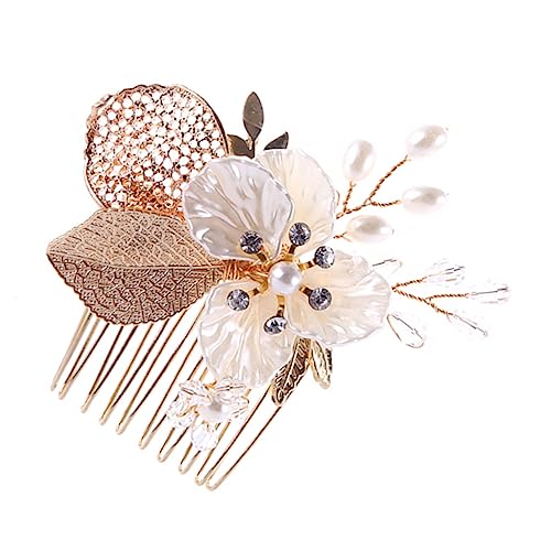 DOITOOL 1Stk Braut Kopfschmuck goldener Haarkamm Haarkämme für Frauen Haarkamm mit Strass Brautkamm Tiara Brauthaarkamm Hochzeit Haarkamm Blatt Kopfbedeckung Haarschmuck Fräulein von DOITOOL