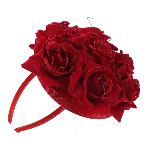 DOITOOL 1Stk rosa Stirnband Haarschmuck Halloween-Kopfschmuck Haarbänder Haargummis für Kleinkinder Haarreifen für Mädchen attraktives Stirnband empfindlich schmücken rote Rose Haarnadel von DOITOOL