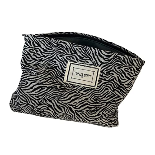 DOITOOL 1stk Schwarze Und Weiße Kupplung Reise-Make-up-Taschen Praktische Aufbewahrungstasche Portemonnaie-Clutch Geldbeutel Make-up-zubehör Segeltuch Leinentasche Reisen von DOITOOL