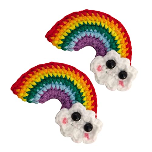 DOITOOL 2 Paar Regenbogen Haars pange Seitenklemme einrasten Regenbogen-Ohrring-Ornamente Haarklammer Haarnadel gestrickte Kopfbedeckungen Haarschmuck für Mädchen wild von DOITOOL