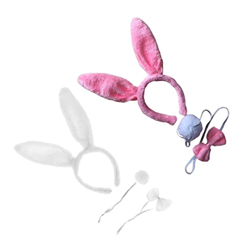 DOITOOL 2 Sätze Keramikhasen osterkopfschmuck Hasenhaarreifen Stoffhase kuscheltier Tiara Kopfschmuck für Mädchen Cosplay-Kaninchen kleiner weißer Hase Kopfbedeckung Krawatte Stirnband 28c von DOITOOL