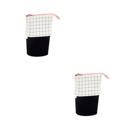 DOITOOL 2 Stck. Mäppchen Briefpapierbeutel Karierte Federtasche Bleistiftbeutel schreibwaren Organizer Stift aufbewahrung Mehrzweck-Stifttasche Schreibwarenzubehör Segeltuch Weiß von DOITOOL