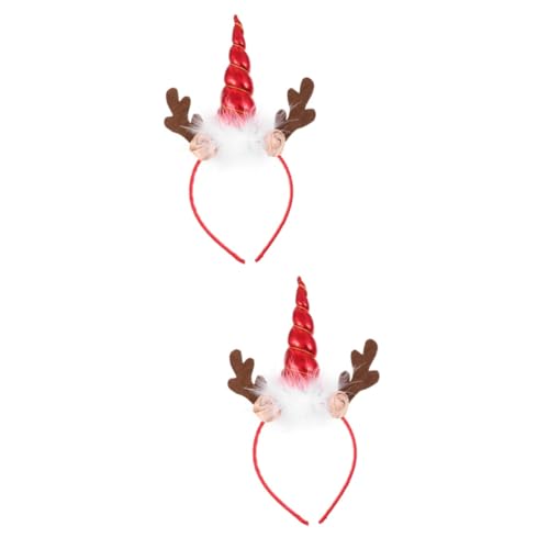 DOITOOL 2 Stk Einhorn-Elch-Stirnband Haarschmuck für Kinder Geweih-Kopfbedeckung Haarband Tiara weihnachtsband stirnband plüschige weihnachtsdeko Weihnachten schmücken Haarring Mädchen rot von DOITOOL