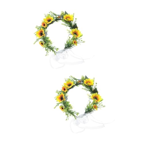 DOITOOL 2 Stk Sonnenblumenkranz für Stirnbänder der Brautkinder Sonnenblumen-Haarschmuck für Frauen Sonnenblumen-Accessoires für Mädchen Kostüme Haarband Kranz Sonnenblume von DOITOOL