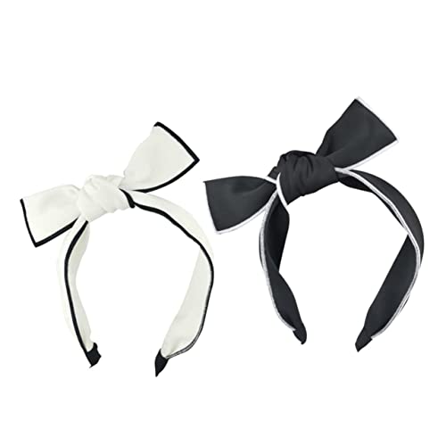 DOITOOL Weihnachtsdeko 2 Stk Haarschmuck Frauen Haarreifen Schwarz-weiß Gestreifter Kopf Frauen Stirnband Bowknot-haarband Damen Süss Haar Höhle Christmas Decorations von DOITOOL