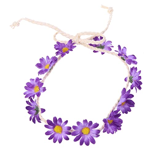 DOITOOL 2 Stück 11 Kopfbedeckung Frauen Verstellbares Blumenstirnband Böhmisches Blumenkronenmädchen Mädchen Stirnbänder Boho Kranz Krone Strand Damen Gänseblümchen Violett von DOITOOL