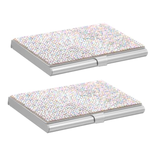 DOITOOL 2 Stück Aluminiumlegierung Visitenkartenbox Kratzfester Business Card Holder mit Schlankem Design Tragbarer Kartenhalter für Büro Reisen Meetings Stilvolle Aufbewahrung für und von DOITOOL