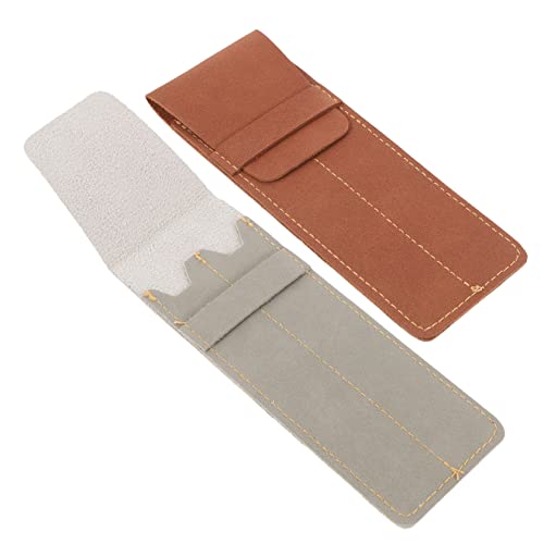 DOITOOL 2 Stück Etui Brunnen Füller Fall Beutel Inhaber Schreibwaren Für Süße Federtasche Ärmel Stifthaltertasche Zwei Stifthülsen Füllfederhaltertasche Stifttasche Leder von DOITOOL