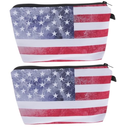 DOITOOL 2 Stück Flagge Kosmetiktasche Polyester Stiftetui Tragbar Multifunktional Haushalts Make Up Tasche Federmäppchen für Schule und Reise von DOITOOL