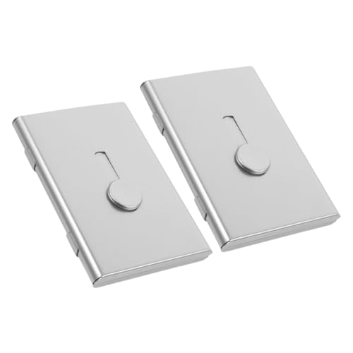 DOITOOL 2stücke Visitenkartenhalter Aus Metall Herausziehbares Kartenetui Tragbare Visitenkarten Tasche Kompakter Karten Organizer Für Büro Und Reisen von DOITOOL