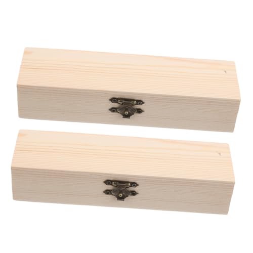 DOITOOL 2 Stück Holz Federmäppchen Handbemalt DIY Kreativprojekt Robustes Stifteetui für Schule und Büro Einfacher Holz Stiftehalter für Erwachsene von DOITOOL