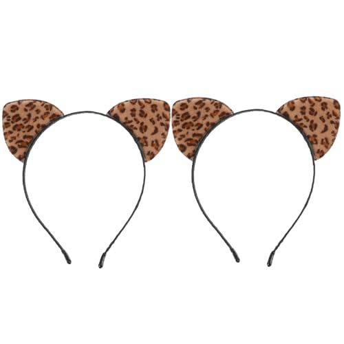 DOITOOL Leopard Haarreif mit Katzenohren - 2 Stück Zubehör für Cosplay und Partys Elegante Kopfbedeckung für Mädchen von DOITOOL