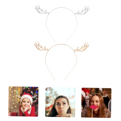 2St Geweih-Stirnband aus Legierung christmas haarreif christmas headband rentiergeweih haarreif weihnachtsaccesoires Strasssteine Haarnadel Geschenk Haarkralle Damen Kopfbedeckung von DOITOOL