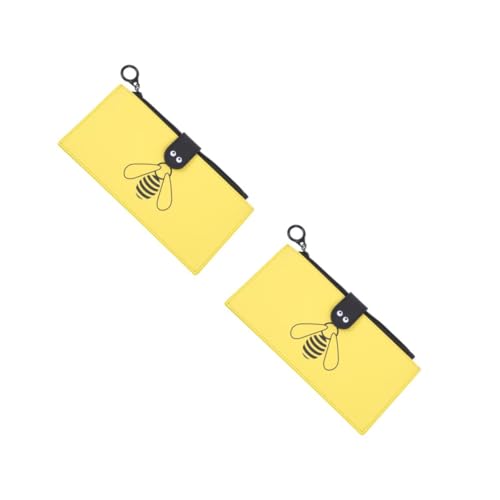 DOITOOL 2 Stück Mäppchen ästhetischer Schreibwarenstiftfall Stiftspeicherbeutel Bleistiftbeutel zur Aufbewahrung Stiftebeutel für Schreibwaren Bleistifttaschen Leder Yellow von DOITOOL
