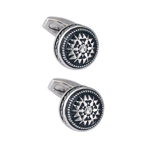 DOITOOL 2 Stück Manschettenknöpfe mit Strass für Herren Cufflinks für Anzüge und Formelle Anlässe Silberfarben für Einen Stilvollen Auftritt von DOITOOL