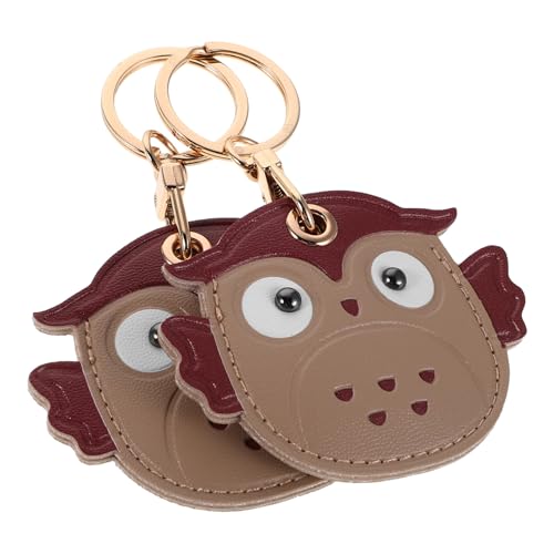 DOITOOL 2 Stück Niedlicher Katzenkopf Schlüsselanhänger mit Pu Kartenhalter Originelles Eulen Motiv Praktische Schlüsselhülle für Erwachsene Vielseitig für Taschen Schlüssel Deko von DOITOOL