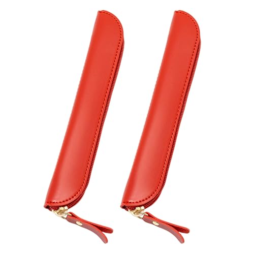DOITOOL 2 Stück PU-Federmäppchen Slim: Federmäppchen mit Reißverschluss – Stiftetasche aus PU-Leder mit Reißverschluss – Kugelschreiber-Schreibwarentasche von DOITOOL