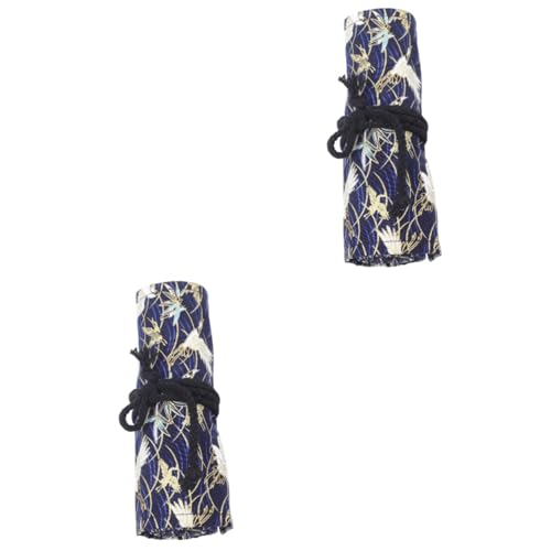 DOITOOL 2 Stück Roll Up Stifttasche Strapazierfähigem Baumwollmaterial Flexible und Langlebige Bleistiftrolle mit Fächern im Chinesischen Design Praktisch und Platzsparend für Künstler von DOITOOL