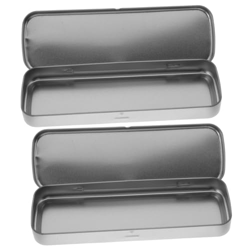 DOITOOL 2 Stück Schreibwaren-Box Federmäppchen Bleistiftbehälter Schulbüro organisierter Bleistiftfall Federmäppchen mit großem Fassungsvermögen Metallstiftkoffer Weißblech Silber von DOITOOL