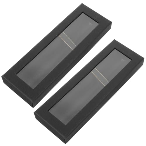 DOITOOL 2 Stück Schwarze Papier stiftebox mit Transparentem Fenster Robuste Geschenk Aufbewahrungsbox für Füllfederhalter Praktische Schubladenbox Langlebig und Elegant für Schule und von DOITOOL