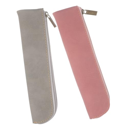 DOITOOL 2stücke Federmäppchen Mit Reißverschluss Aus Pu Für Mädchen Schmale Stifttasche Mit Reißverschluss Praktische Federtasche Zum Verstauen Von Schreibwaren Tragbare Stifte von DOITOOL