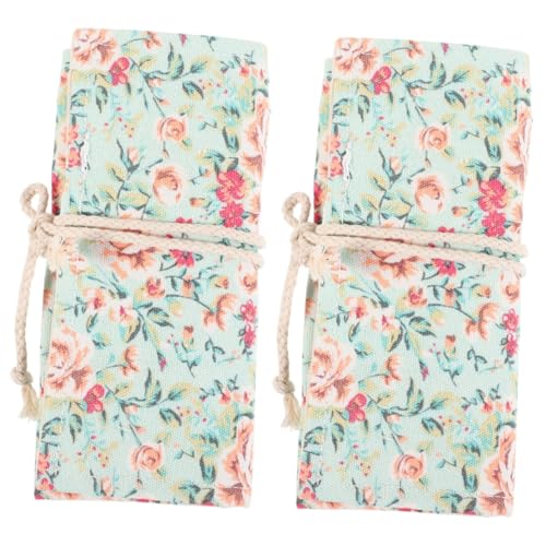 DOITOOL 2 Stück Stiftvorhang Stiftrollbeutel Kleine Bleistifttasche Stiftwickeltaschen Bleistift Aufbewahrungstasche Federmäppchen Etui Dekorativer Stifthalter Ästhetisch Segeltuch von DOITOOL