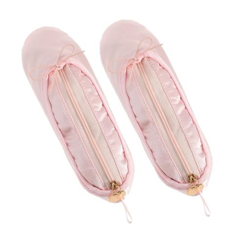 DOITOOL 2stücke Federmäppchen Für Mädchen Aus Satin Tanzschuhtasche Ballettschuh-Make-up-Tasche Tanzschuh-Make-up-Tasche Tanz-stiftetasche Stifte-Organizer-Tasche Kleine Kosmetiktasche von DOITOOL