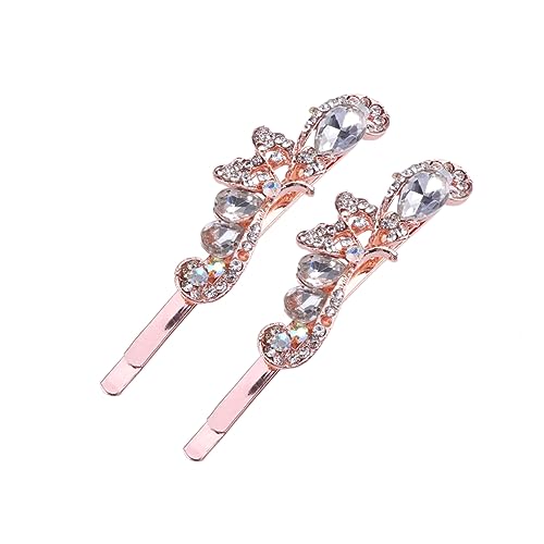 DOITOOL 2-Teiliges Set Haarnadeln Haarspangen für Damen Weinlese- Haar- Pins Retro Schmuck haarschmuck Haarklammer Haarnadel aus Kristall Roségold Zinklegierung Braut Weiß von DOITOOL