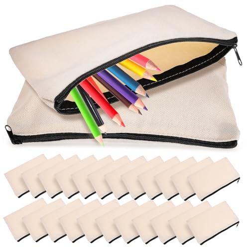 DOITOOL 25 Stück Teiliges Schwarzes Canvas Zipper Beutel Tragbare Kosmetiktaschen und Federmäppchen mit Glattem Reißverschluss Vielseitige Aufbewahrung für Reise Schreibwarenbedarf von DOITOOL
