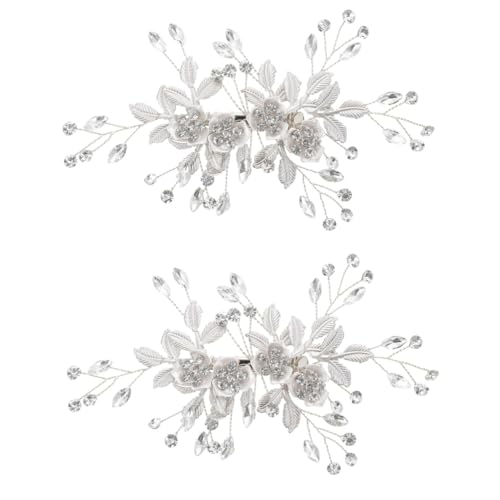 DOITOOL 2St Brautkamm Hochzeitshaarspangen für Bräute Blumenblätter Strass Brauthaarkamm Haarnadel Tiara Strass Blumen Haarkamm Hochzeit Haarkamm Abschlussball schmücken von DOITOOL