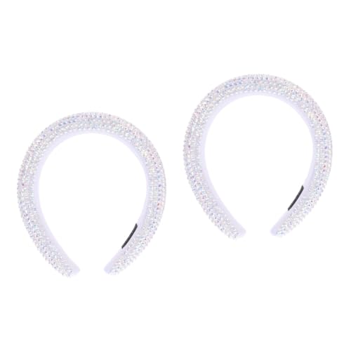 DOITOOL 2St Full Diamond Stirnband mit breiter Krempe Schmuck Stirnband Modische Stirnbänder für Frauen Tiara Schwämme Kopfbedeckung für Frauen Haarreif mit breitem Rand Breitseite Schwamm von DOITOOL