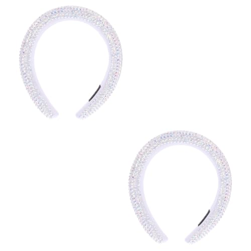 DOITOOL 2St Full Diamond Stirnband mit breiter Krempe breites haarband party haarreif Leichtes Haarband Party-Haarband Mode Haarschmuck Harzbohrer Liner Damen schmücken Stoff Weiß von DOITOOL