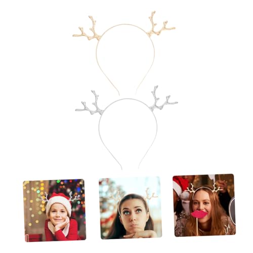 DOITOOL 2St Geweih-Stirnband aus Legierung christmas haarreif christmas headband Rentiergeweih Haarspange Elchhörner Kopfbedeckung Weihnachtshirsch Haarschmuck Kind schmücken von DOITOOL