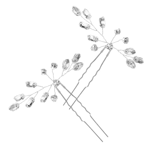 DOITOOL Haarspangen 2St Haarnadel Kopfschmuck Haarschmuck Haarnadel für Frauen Haarklammer Haarnadeln mit Strasssteinen Haarnadeln für Mädchen Haarnadel aus Metall Abschlussball Stift von DOITOOL