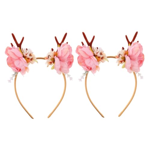 DOITOOL 2St Hirschhorn Blumen Stirnband Haarschmuck für Damen Performance-Haarband Haargummis Tiara karneval kopfschmuck Geweih Haarband Europäisch und amerikanisch Kleid von DOITOOL