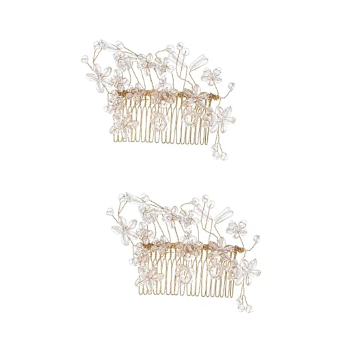 DOITOOL 2St Kamm Haarschmuck Perlenstirnband für Mädchen Accessoires für Mädchen Perücke Tiara Braut Haarteil Hochzeitskopfschmuck Abschlussball Kopfbedeckung Haarnadel Brautjungfer von DOITOOL