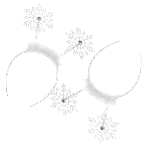 DOITOOL 2St Rentier-Schneeflocken-Stirnband Kinder Haargummis Tiara Haarband Schneeflocken-Haarreifen Weihnachtskopfbedeckung Weihnachten Haarring Hut Fräulein Weiß von DOITOOL